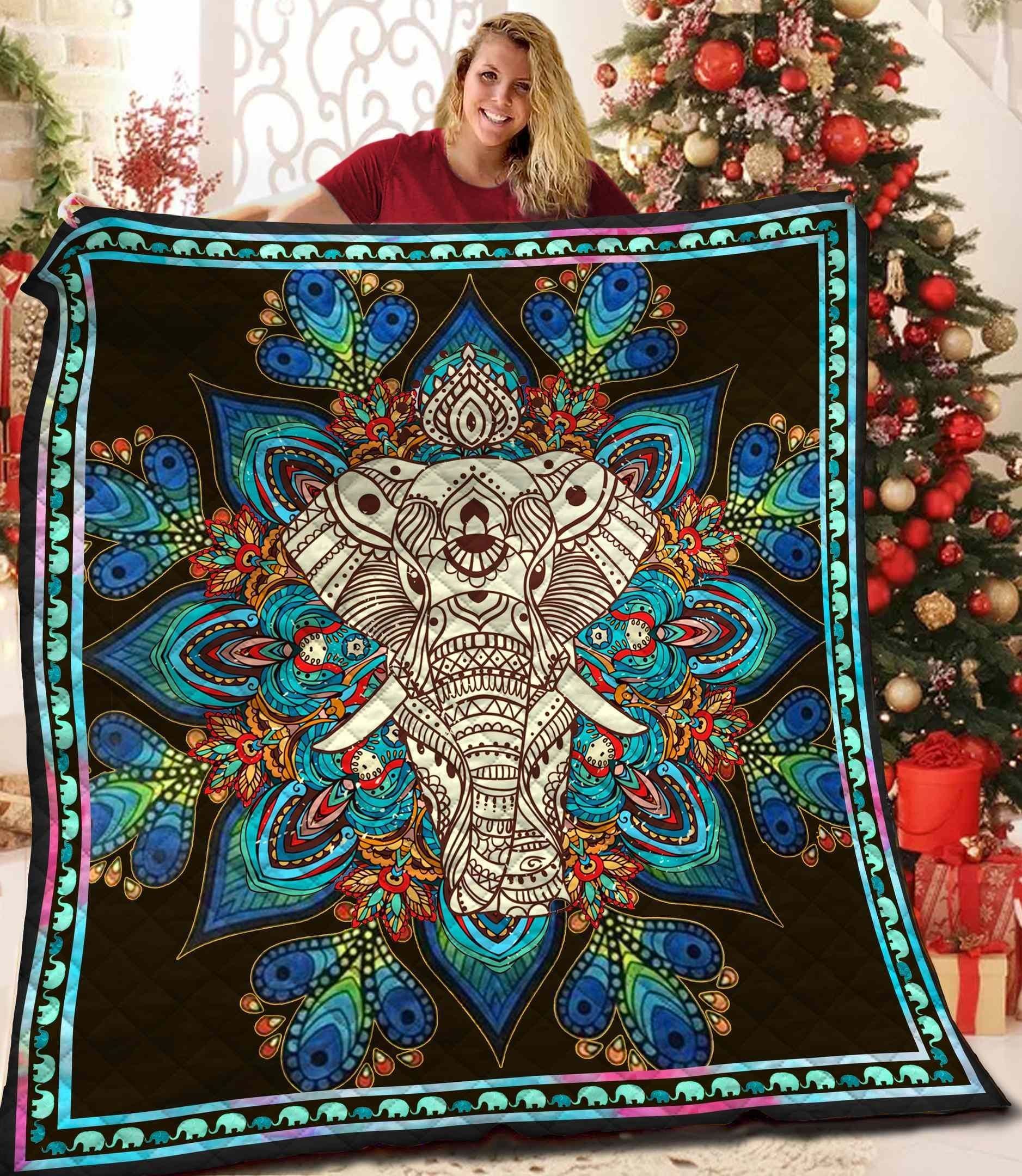 Boho Elephant  Luxury  Quilt Blanket