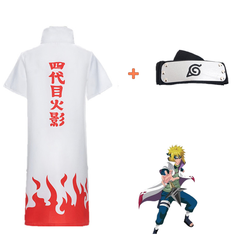 Anime Namikaze Minato Cosplay Cloak with Headband Costume 4th Yondaime Hokage Hood Costume Halloween Party Group Dress alx