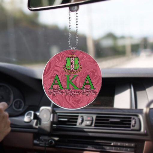 Alpha Kappa Alpha 1908 Aka Emblem Pink Rose Background Car Hanging Ornament