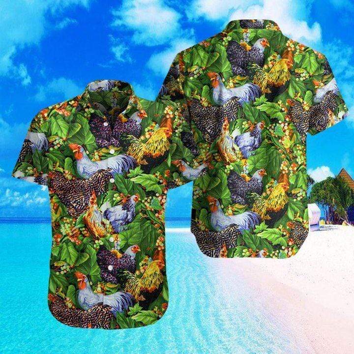 Amazing Rooster Farm Green Unisex Hawaii Summer Beach Shirts Ha21278