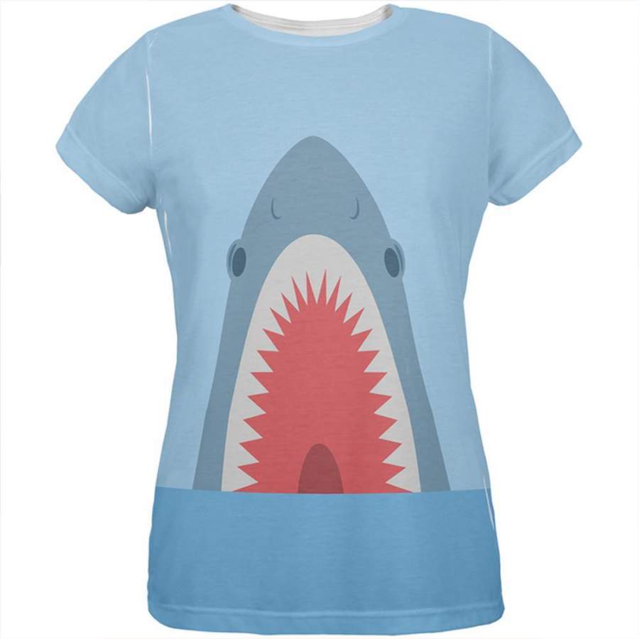 Cute Fun Shark Attack All Over Womens T Shirt