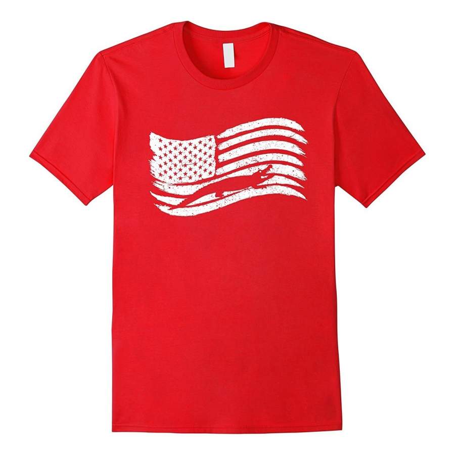 American Flag Men’S T-Shirt With Crocodile Alligator Vintage Look