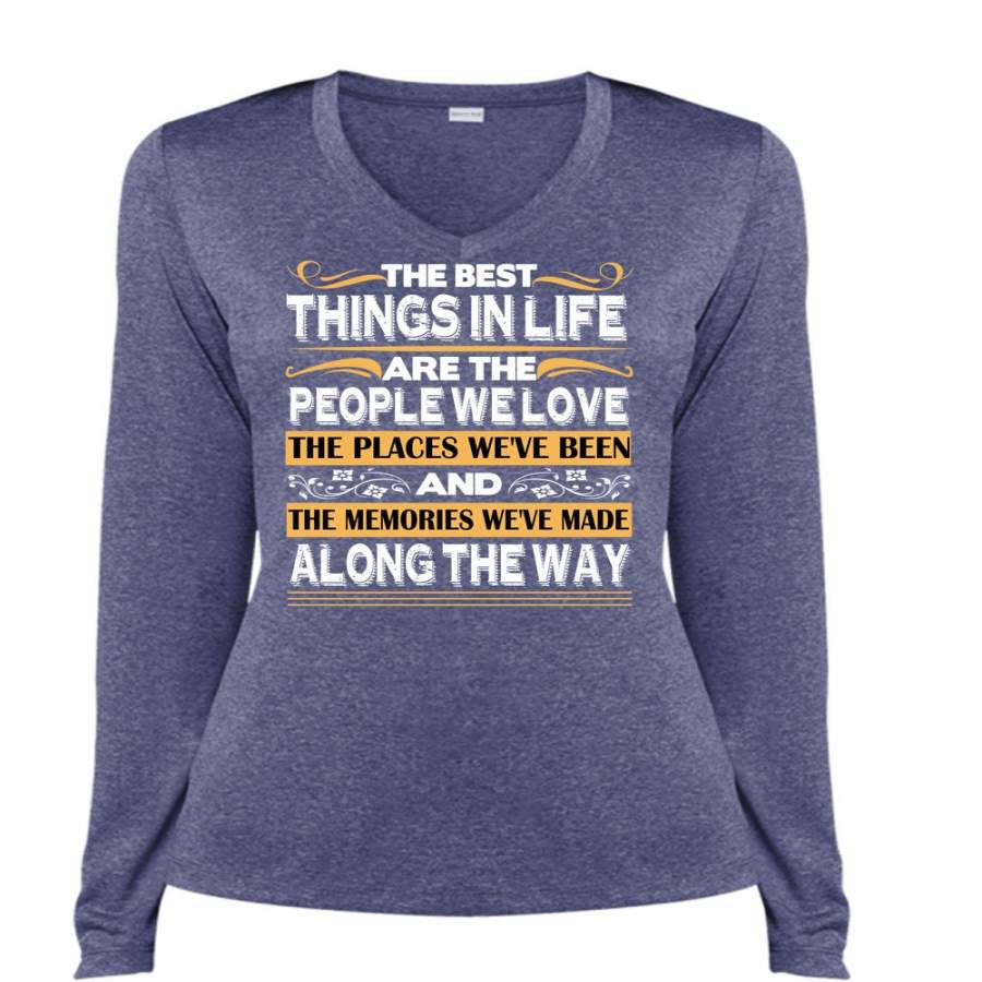 We Love The Places T Shirt, We’ve Made Along The Way T Shirt, Cool Shirt (Ladies LS Heather V-Neck)