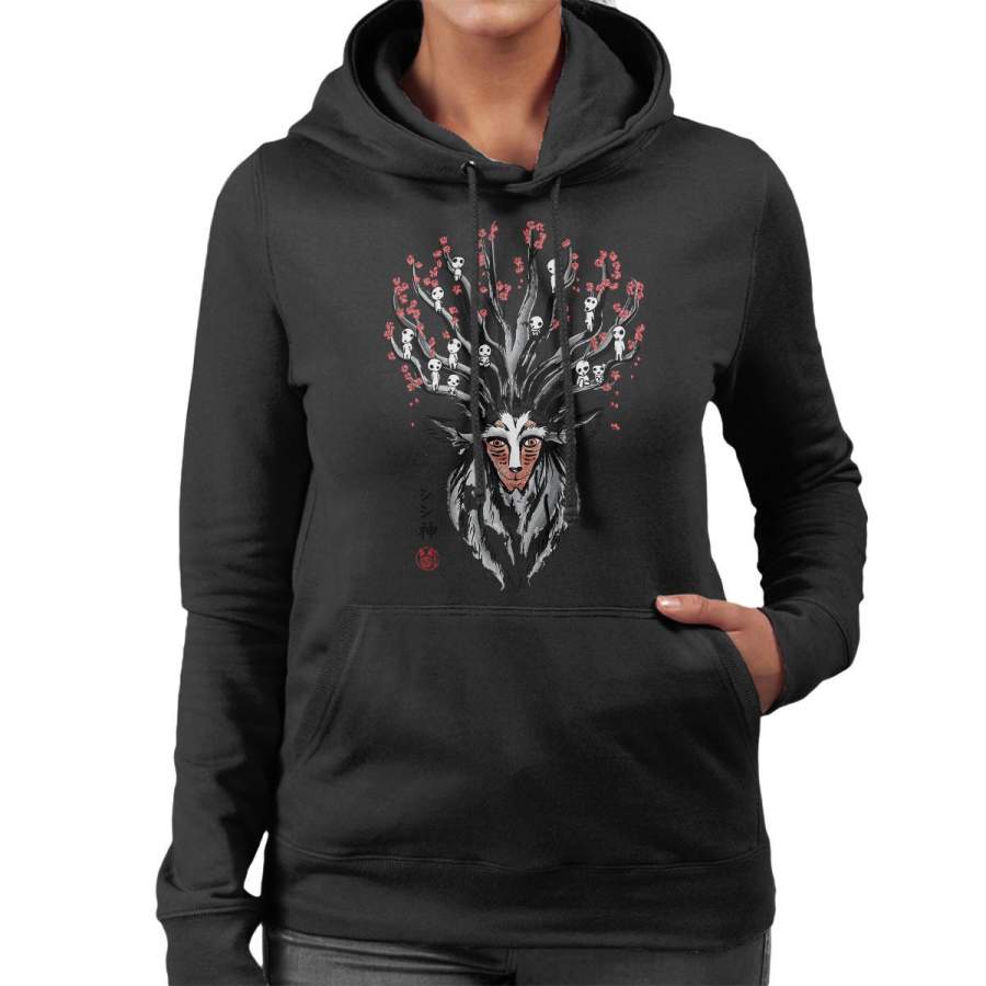 Princess Mononoke The Deer God Sumi E Women’s Hooded Sweatshirt