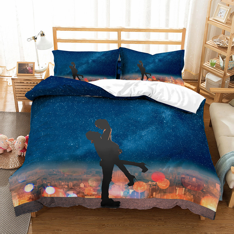 3D Couple Bedding Sets Luxury Modern Fashion Print Duvet Cover Bed Set Queen Comforter Valentine Rotic Lovely Home Decor