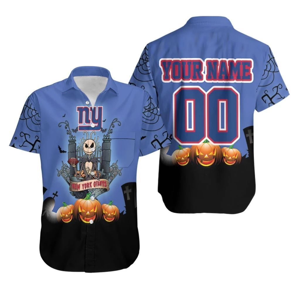 New York Giants And Jack Skellington 3D Personalized Hawaiian Shirt Combo Beach