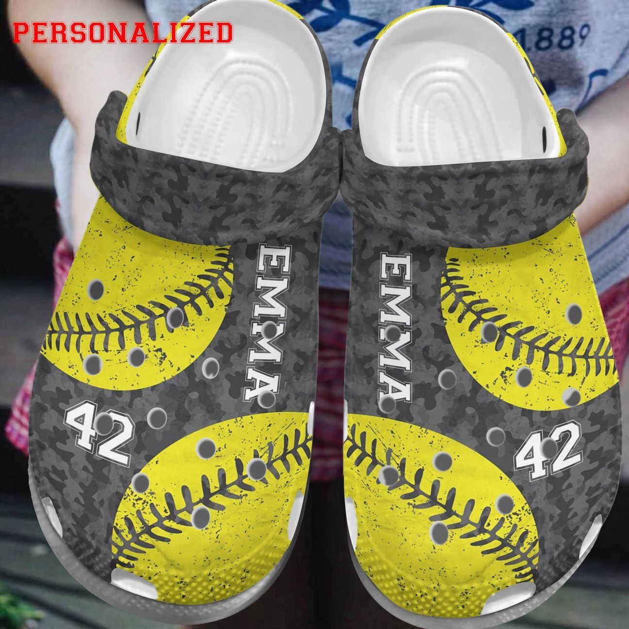 Softball Personalized Personalize Clog, Custom Name, Text, Fashion Style For Women, Men, Kid, Print 3D Softball Match