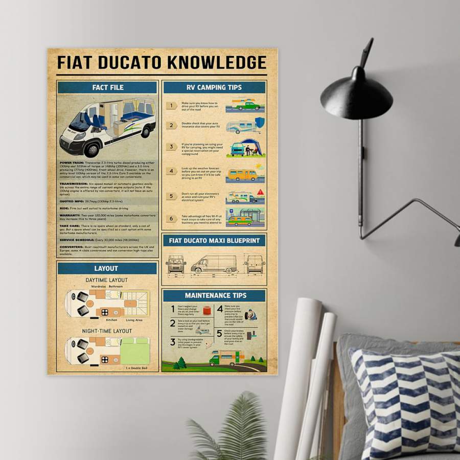 Fiat Ducato Camper Knowledge Special Custom Design Poster  Gift