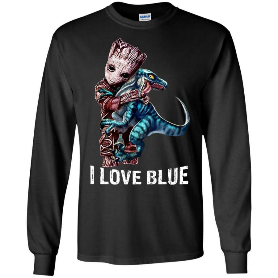 AGR Baby Groot hug love Blue Shirt Long Sleeve