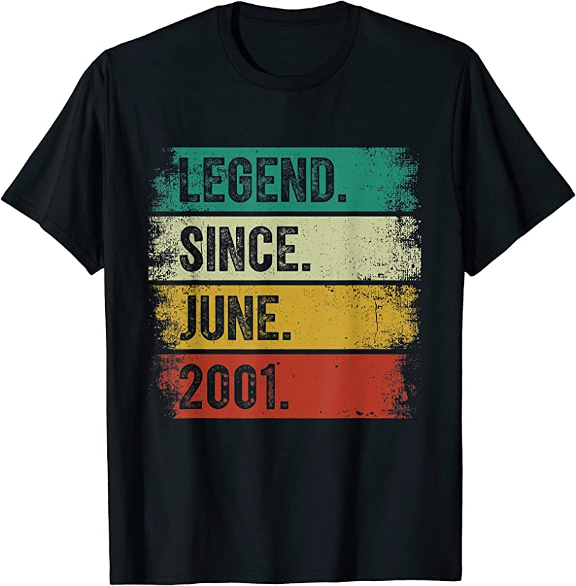 20 Years Old Vintage Legend Since June 2001 20th Birthday T-Shirt