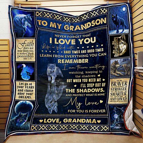 To My Grandson My Love For You Is Forever Fleece Blanket Family Gift Birthday Gift Gift For Grandson Birthday Gift For Grandson From Grandma To Grandson Home Decor Bedding Couch Sofa Soft And Comfy Cozy