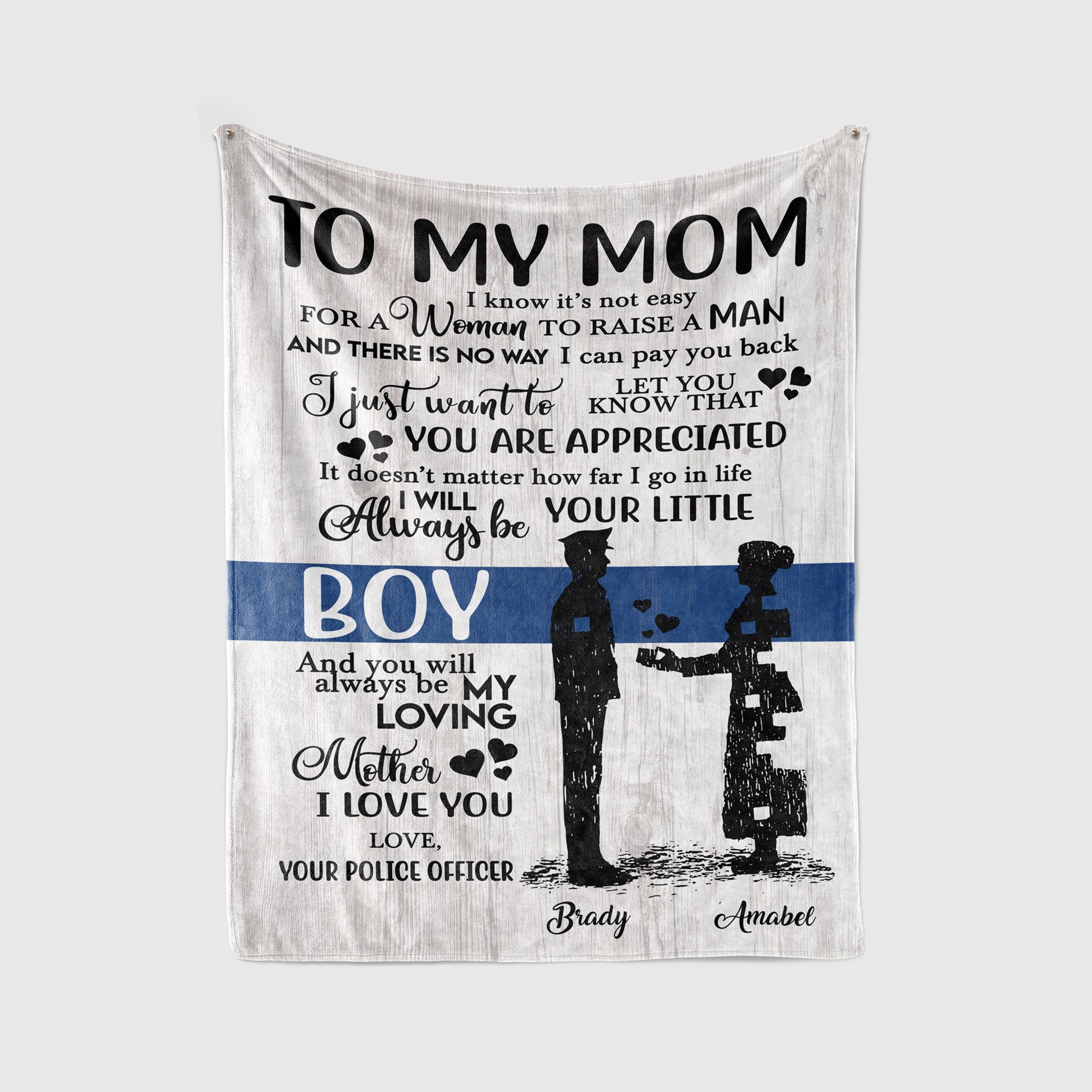 Personalized Police Officer Blanket, Custom Police For Mom, Gift For Police’s Mom, Inspirational Gift, Gifts, Custom Blanket