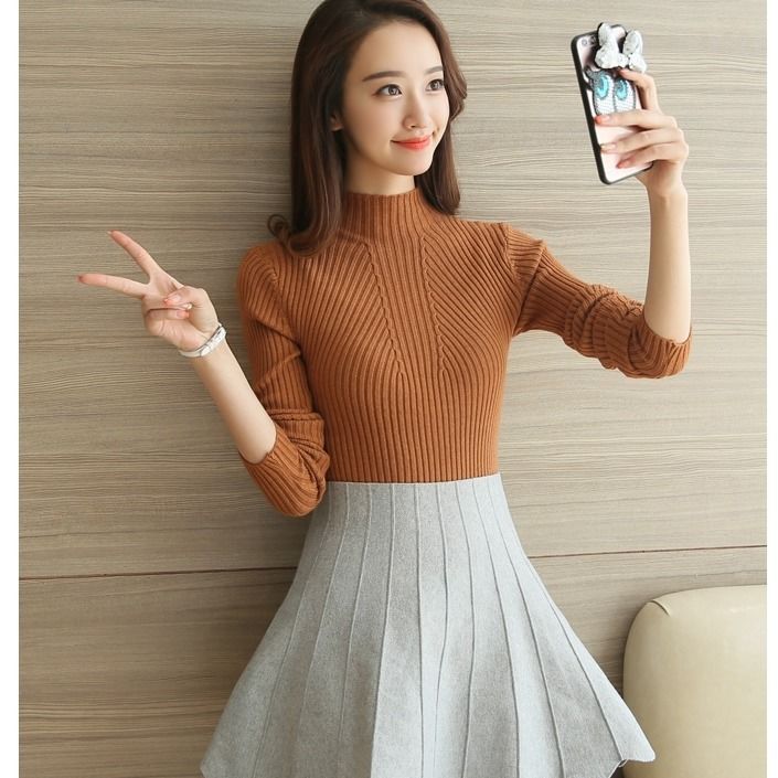 Turtleneck Sweater Women Fashion 2021 New Stretch Tops Women Candy Color Knitted Pullovers Long Sleeve Bottoming Knitted Sweater alx