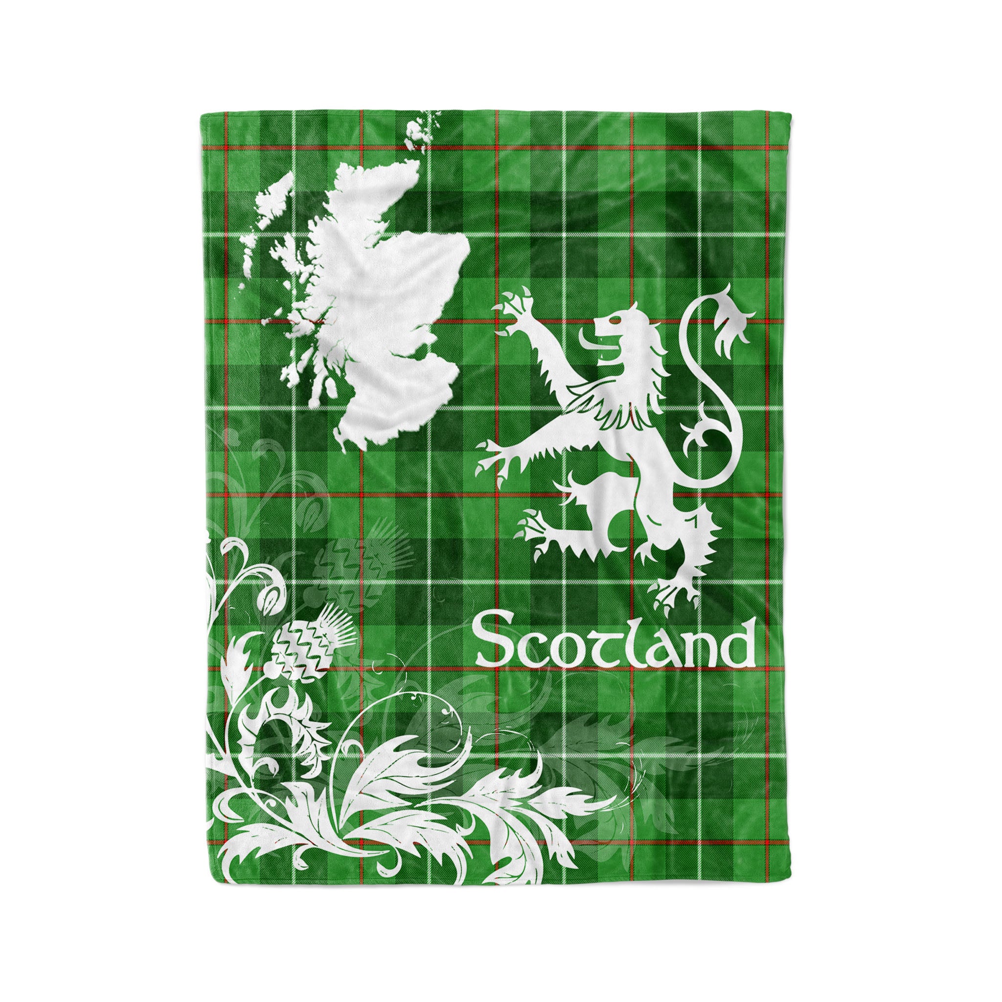 Tartan Plaid Fleece Blanket Tartan Blanket Thistle And Lion Scottish Clan Galloway District Plaid Blanket