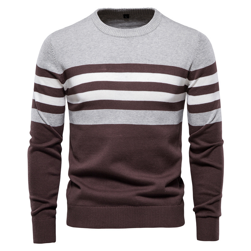 Autumn Men Sweater Pullover Cotton Striped Sweaters Male Winter Warm Jersey Sweaters Mens Simple Style Boy Jumpers Plus Size 5XL alx