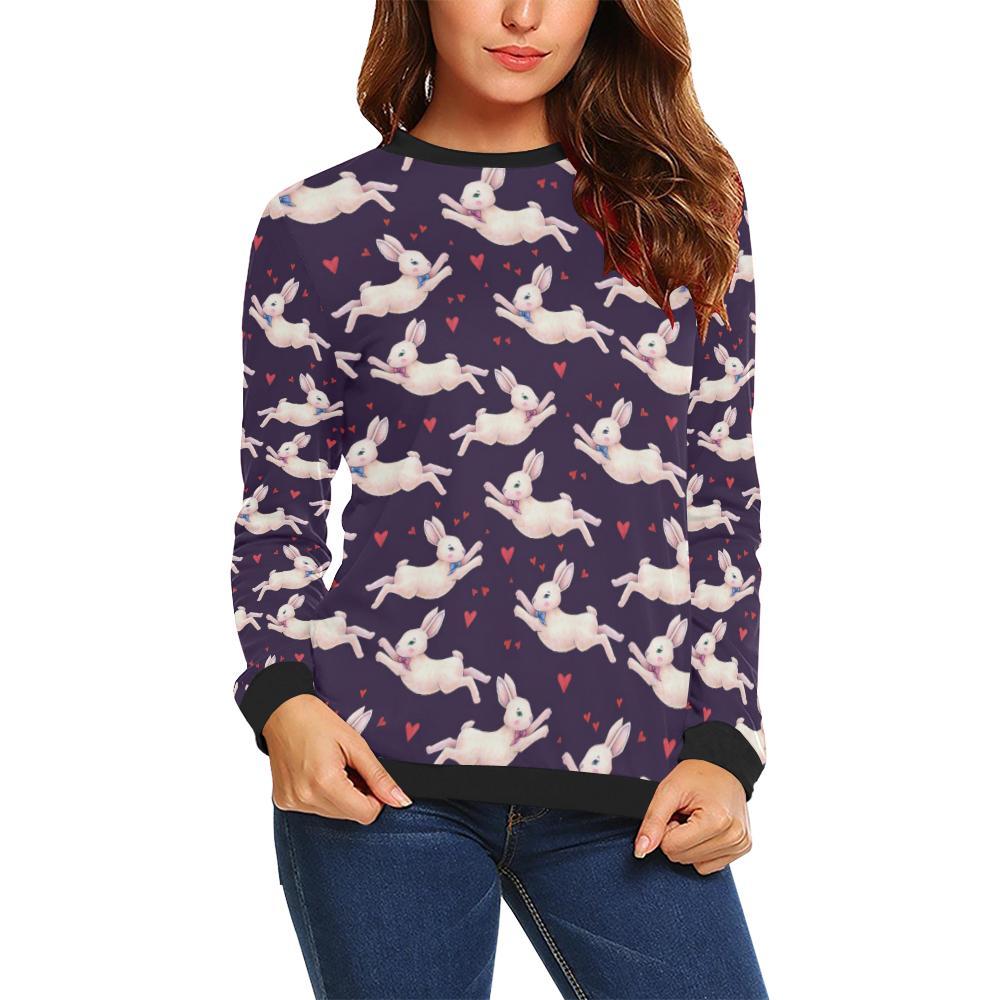 Rabbit Pattern Print Design Rb016 Women Long Sleeve Sweatshirt