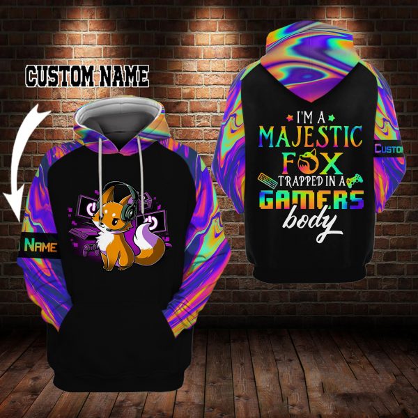 Foxy Gamer I’M A Fox Trapped In A Gamer’S Body Hoodie 3D Custom Txx