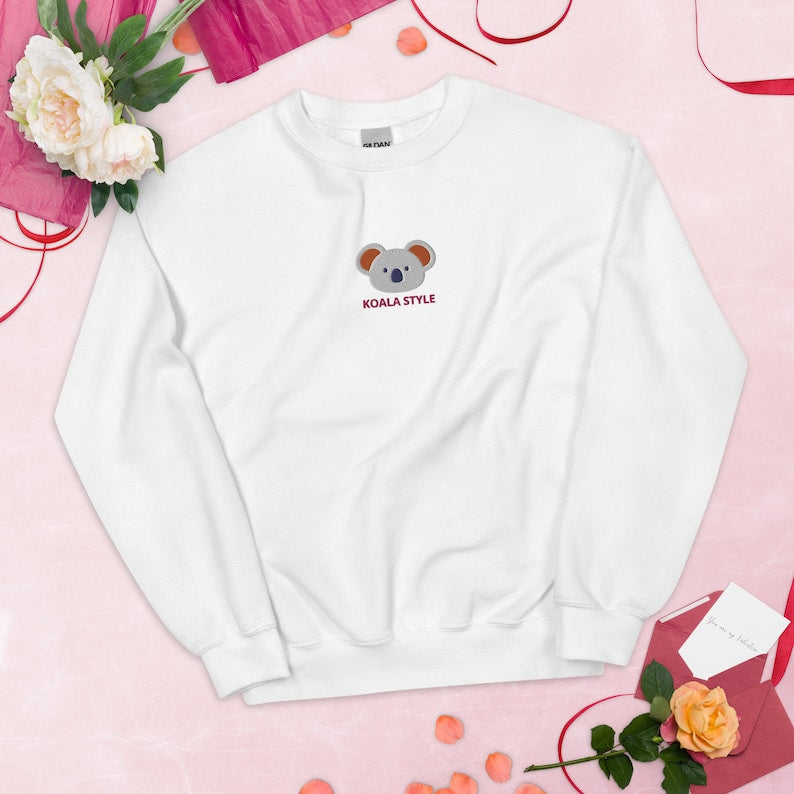 Koala Embroidered Sweatshirt 2D Crewneck Sweatshirt All Over Print Sweatshirt For Women Sweatshirt For Men Sws2725