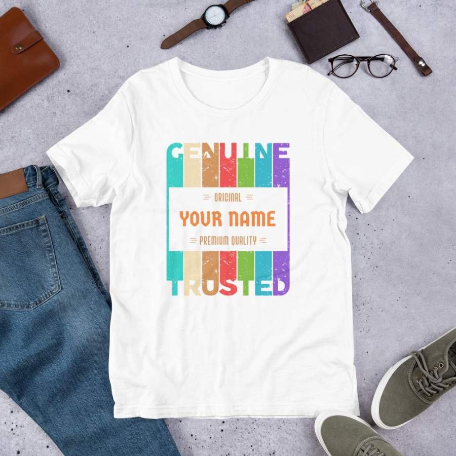 Personalized Family Last Name Vintage Genuine & Trusted T-Shirt Custom Team Jersey Family Reunion Shirt S-4XL Plus Size Unisex T-Shirt