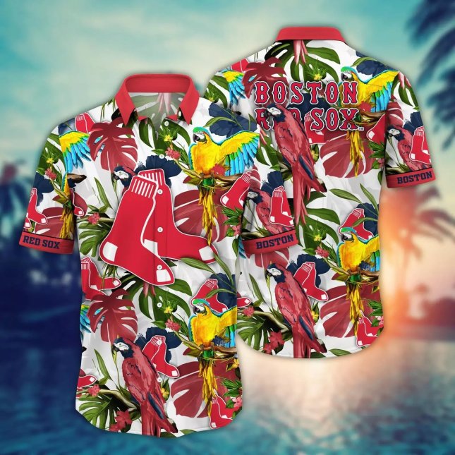Boston Red Sox Tropical Hawaiian Parrot Shirt