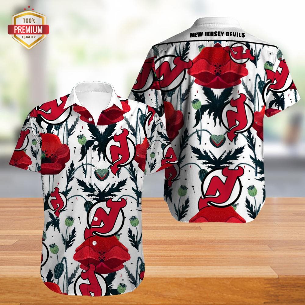 New Jersey Devils Aloha Shirt, Hawaiian Beach Shirt Short Sleeve