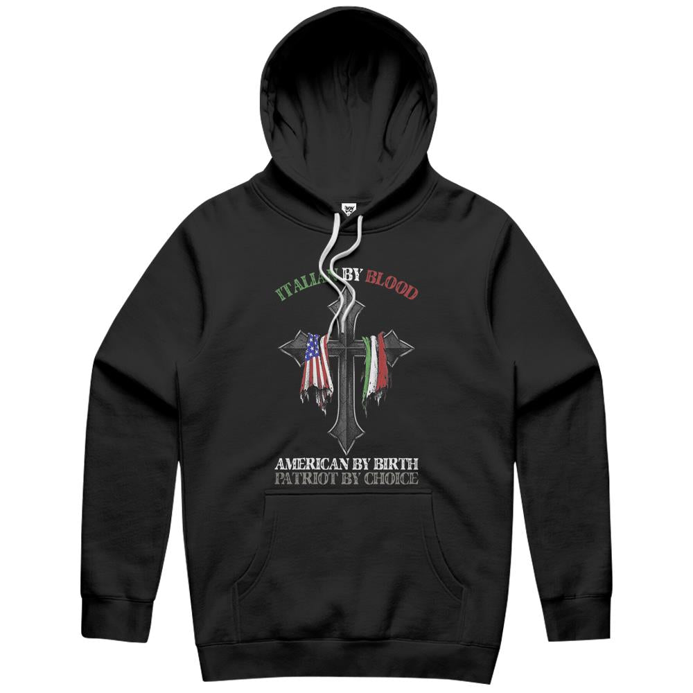 Italian By Blood America By Birth Cross Hoodie