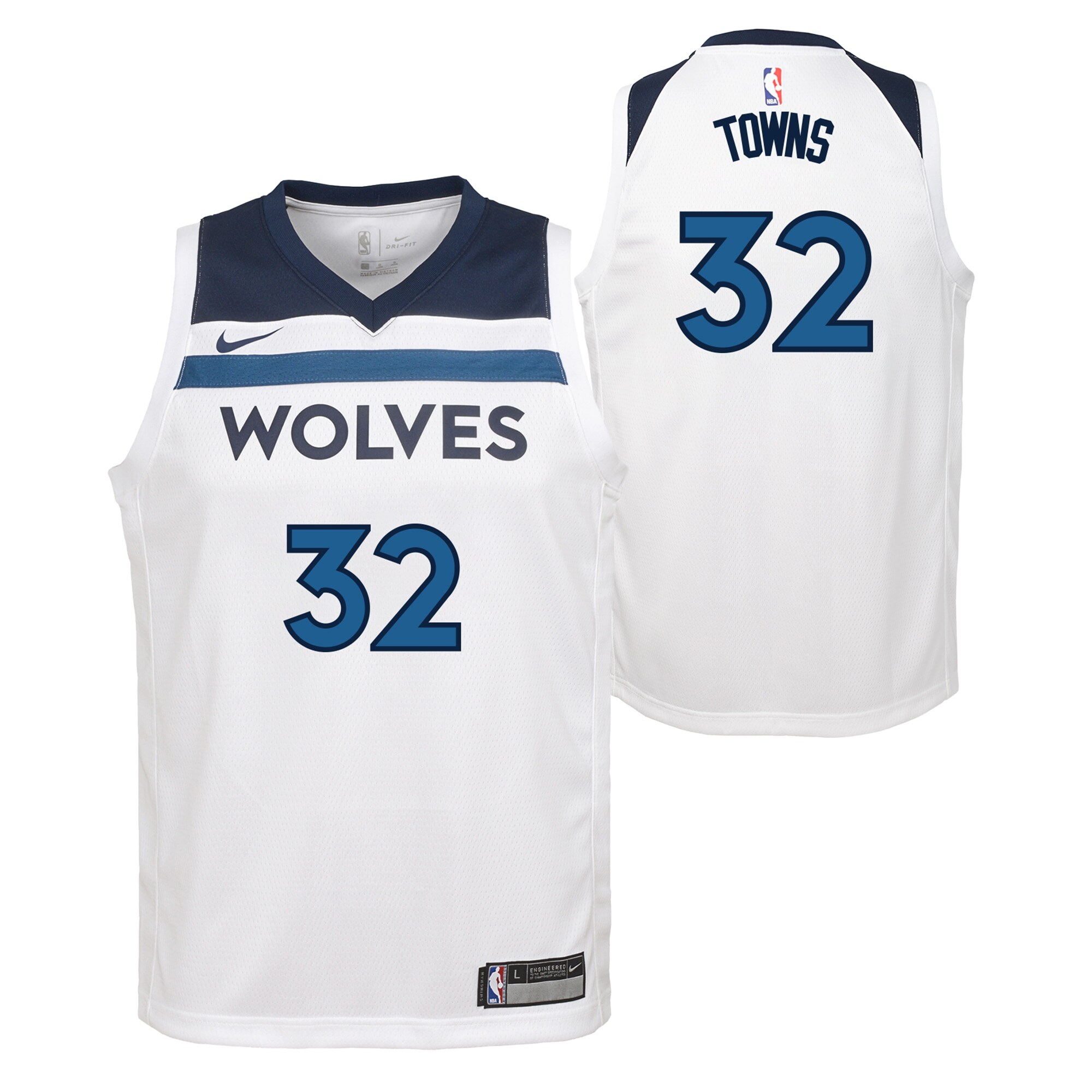 Minnesota Timberwolves Association Edition Swingman Jersey – White – Karl-Anthony Towns – Youth