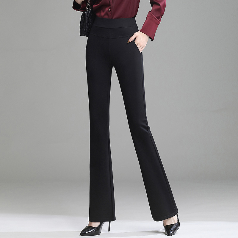 Women High Waist Flare Pants Straight Long Trousers Office Lady Elegant Work Wear Business Pants Stretch Casual Pants alx