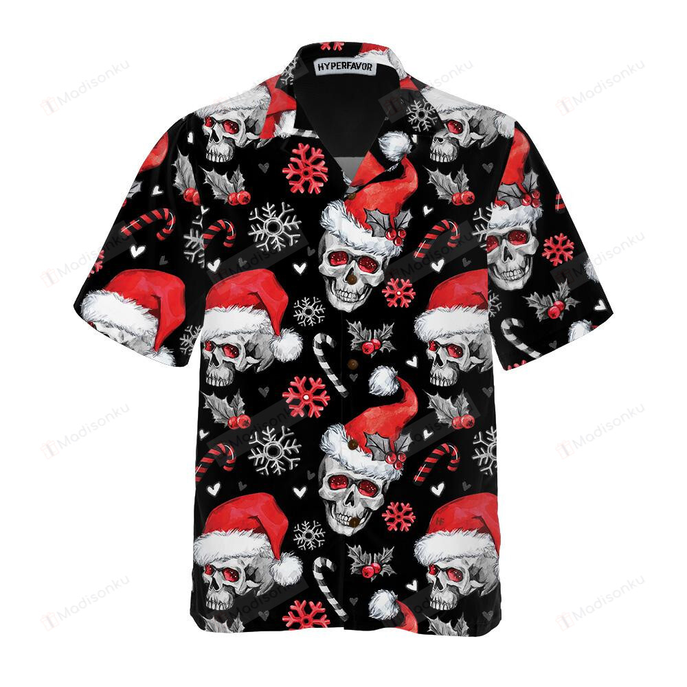 Skulls With Candy Canes Christmas Hawaiian Shirt