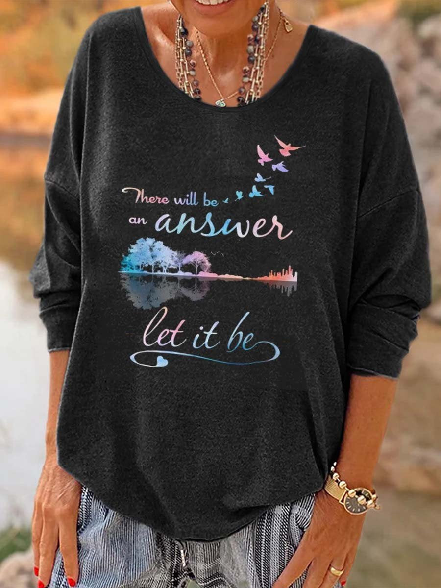 Women Hippie There Will Be An Answer Let It Be Printed Long Sleeve T-Shirt