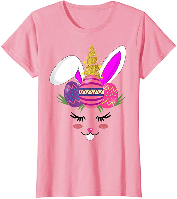 Women Bunny Easter Eggs Cute Unicorn Girls Easter T-Shirt