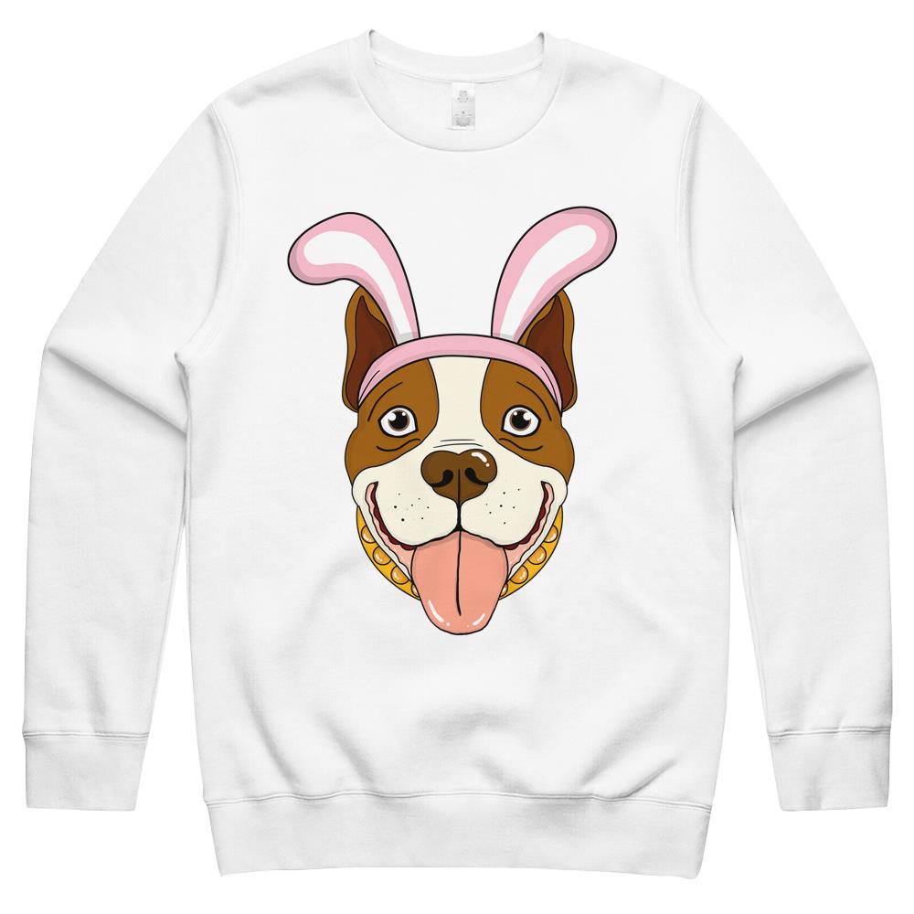 Cute Easter Pitbull Dog Bunny Ears Rabbit Crewneck Sweatshirt