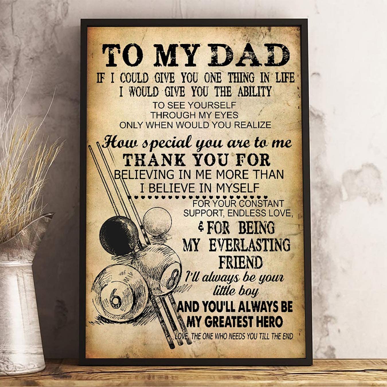 Poster Billiards My Dad Always Be My Greatest Hero- House Decor – Motivational Wall Art – Aesthetic Posters – Vintage Posters