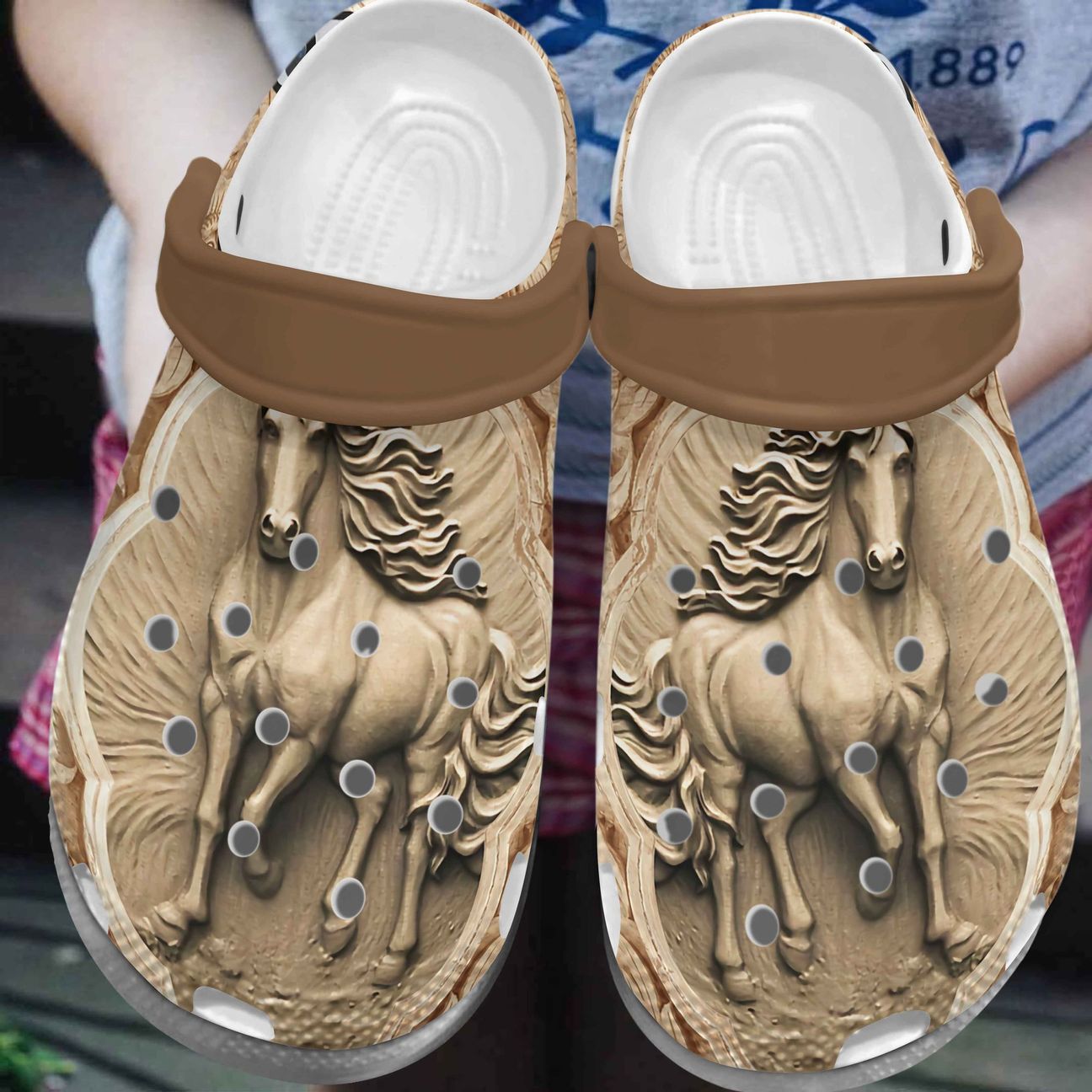 Horse Personalized Clog, Custom Name, Text, Color, Number Fashion Style For Women, Men, Kid, Print 3D Horse Sculpture