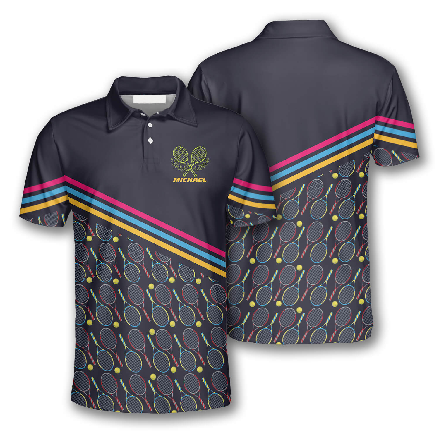 Tennis Seamless Pattern Custom Polo Tennis Shirts For Men