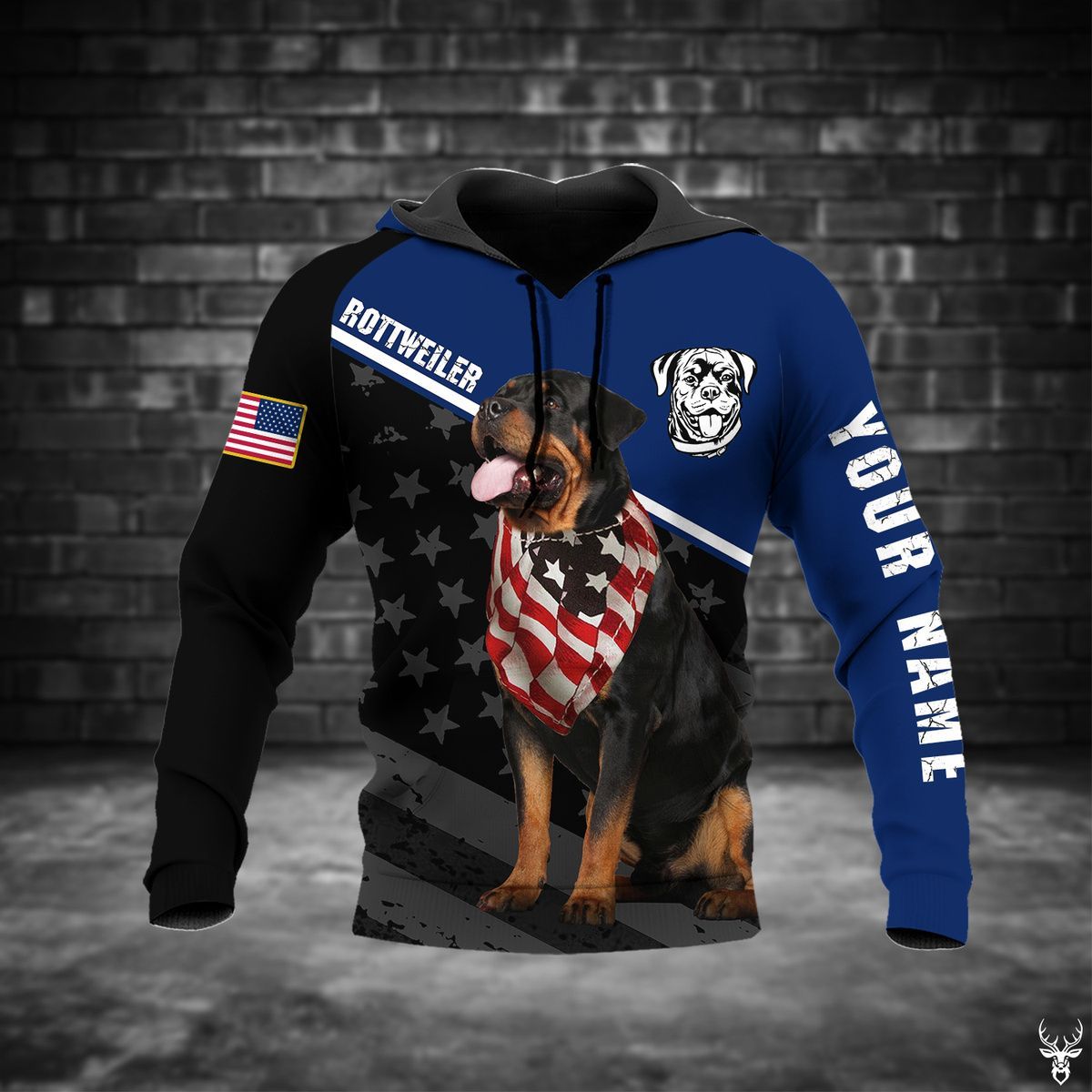 TJJ242009J02TE ROTTWEILER FLAG CUSTOM NAME HOODIE PP