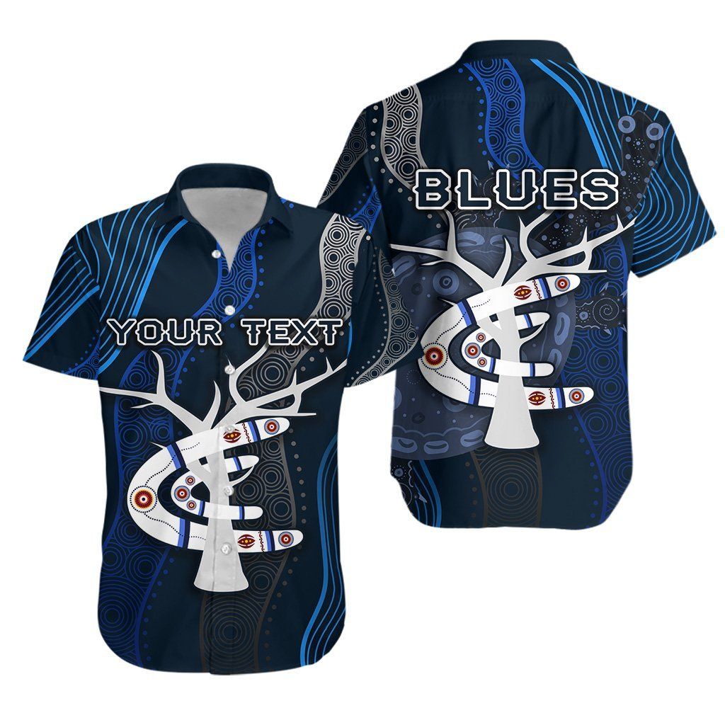 Carlton Hawaii Shirt Blues Free Style Indigenous Ha37541