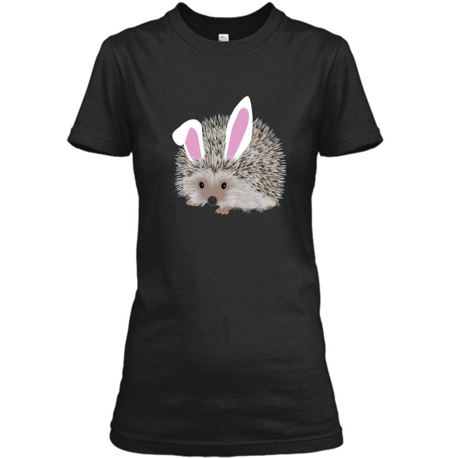 Cute and Funny Hedgehog Easter Bunny Ears Graphic T-Shirt Ladies Custom