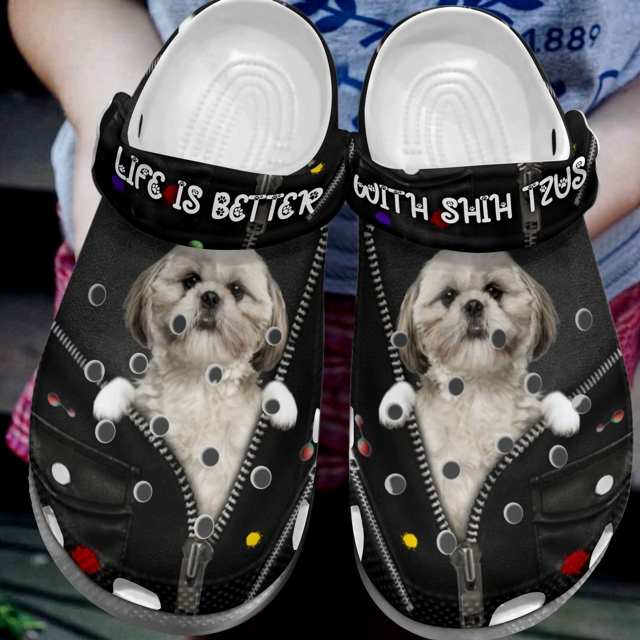 Shih Tzu Personalized Clog, Custom Name, Text, Color, Number Fashion Style For Women, Men, Kid, Print 3D Life Is Better With Shih Tzus