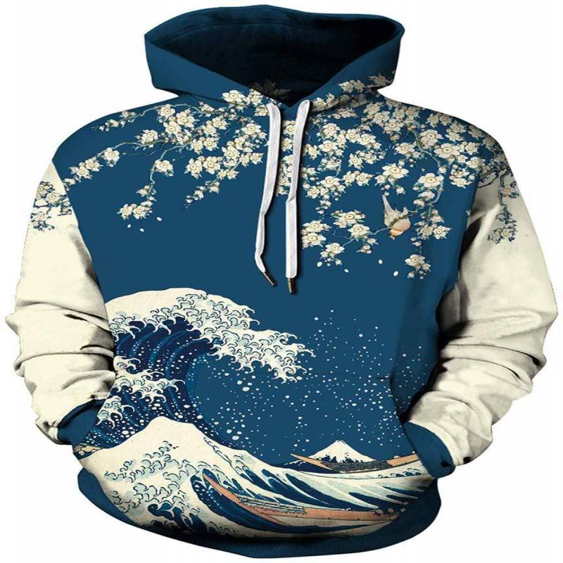 Sea Waves Hoodie – Surfing Sport Sweatshirt Black Purple Bunny Hug