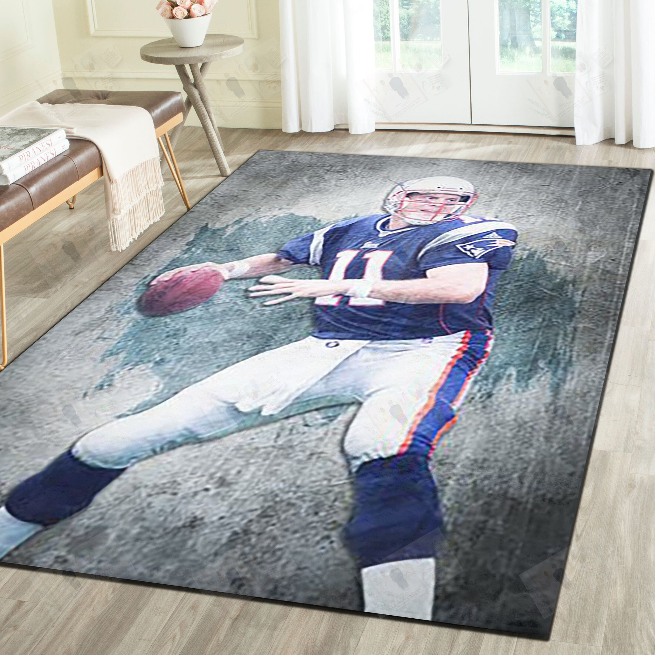 New England Patriots Area Rugs, Football Team Living Room Carpet, Man Cave Floor Mat