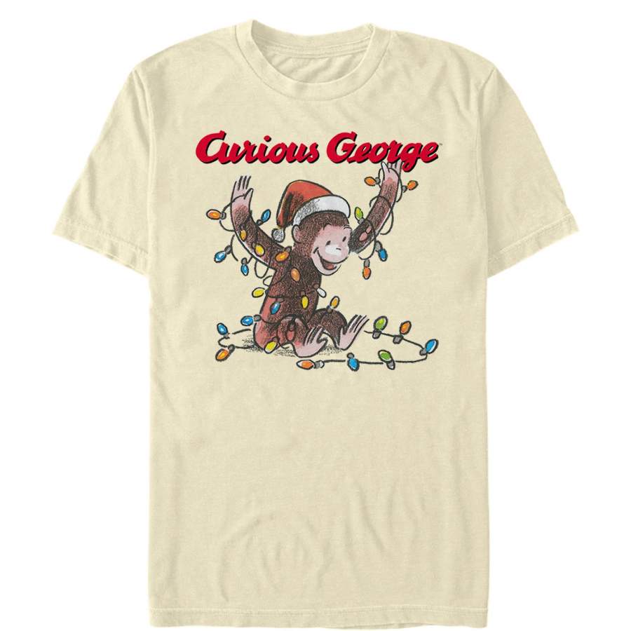 Curious George Men’s Christmas Light Game  T Shirt