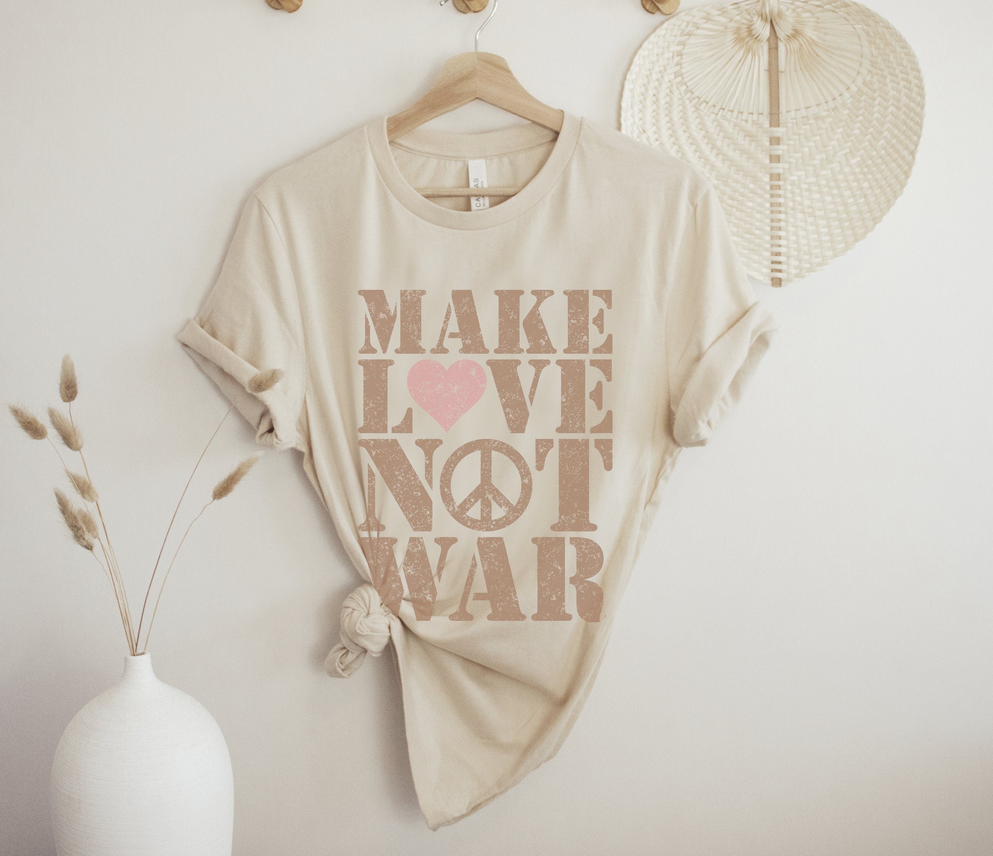 Make Love Not War Vintage Vibe Graphic Tee