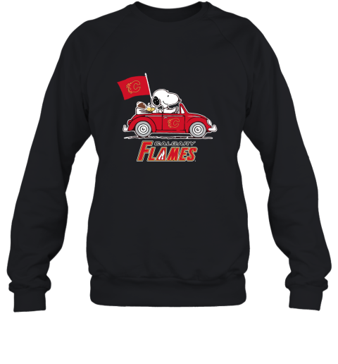 Snoopy And Woodstock Ride The Calary Flames Car 2D Sweatshirt