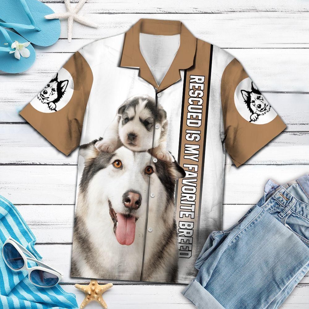 Aloha Shirt Mother’s day Father’s day unique gift ideas for mom & dad from daughter & son kids, meaningful birthday presents –  Siberian Husky Is My Favorite Breed  G5806- Hawaiian Shirt