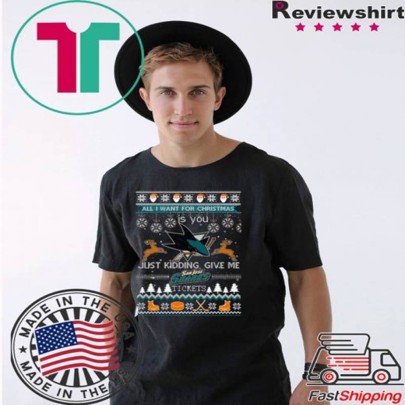 All I Want For Christmas Is You San Jose Sharks Ice Hockey Ugly Christmas T-Shirt