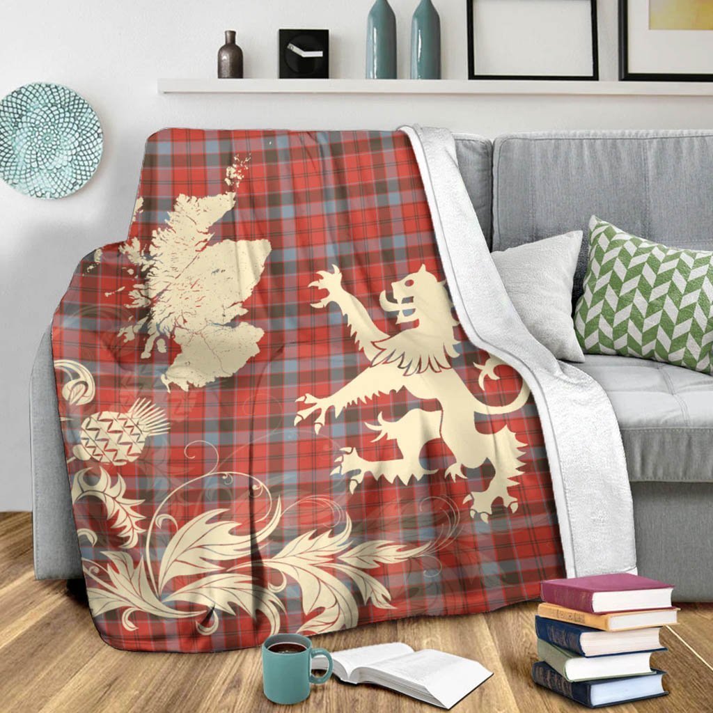 Tartan Blanket Robertson Hunting Modern Tartan Scotland Lion Thistle Map Plaid Blanket