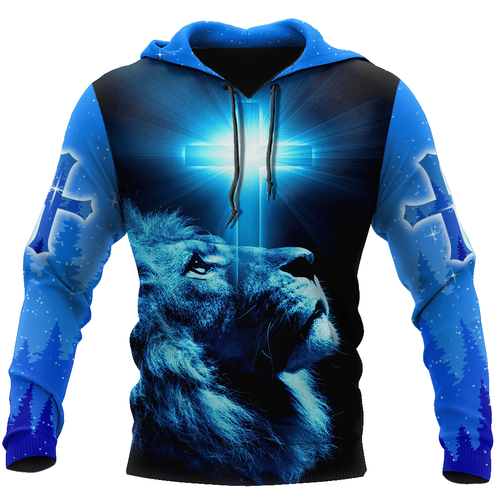 God And Lion Blue Cross – 3D All Over Printed Style For Men And Women