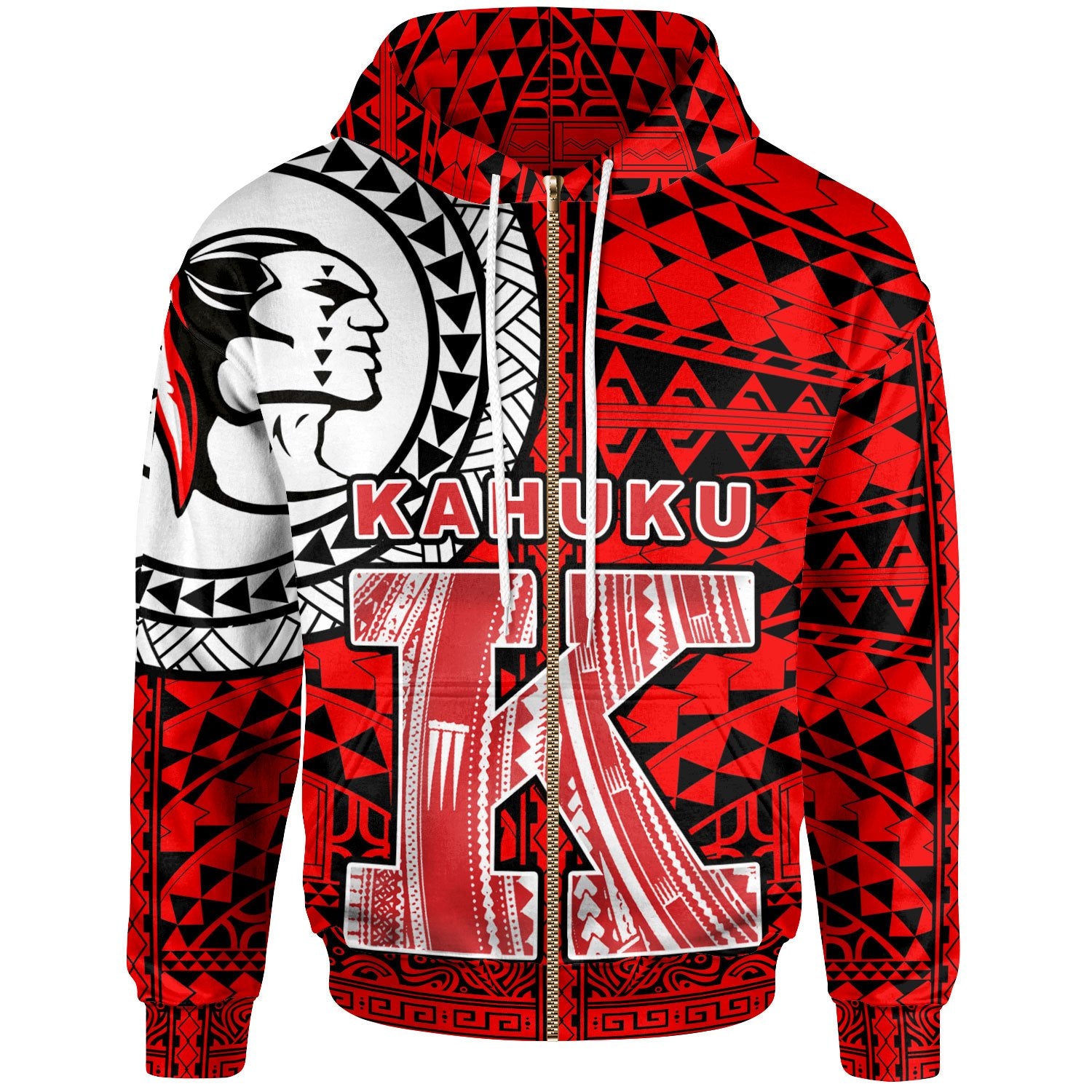 (custom) Hawaii Polynesian Zip-Up Hoodie – Red Raider Kahuku – BN11