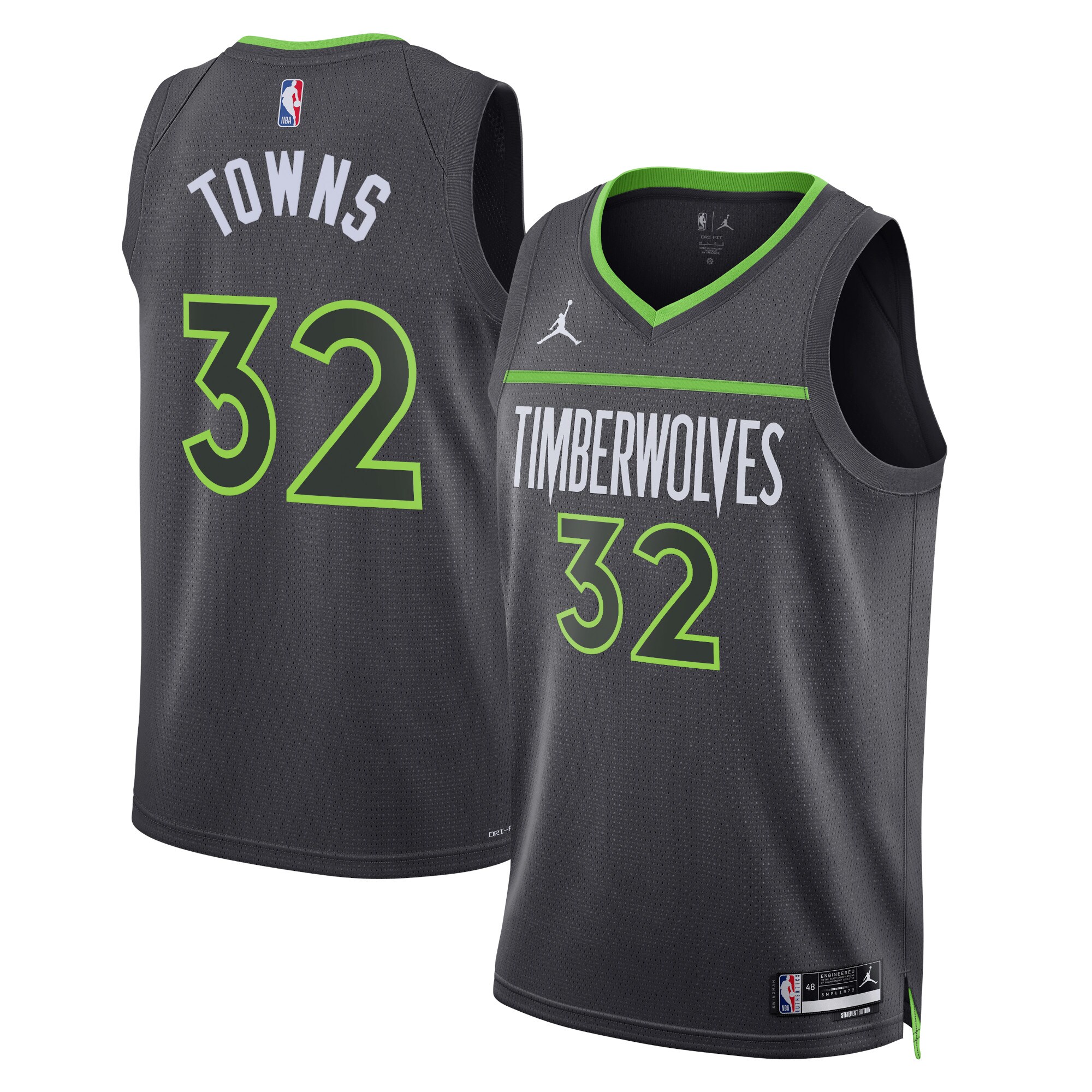 Minnesota Timberwolves Jordan Statement Edition Swingman Jersey – Gray – Karl-Anthony Towns – Unisex